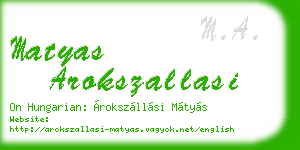 matyas arokszallasi business card
